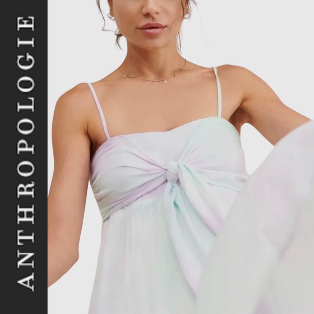 NWOT BTFL-Life for Anthropologie TieDye Tie Front Maxi Dress m - Picture 3 of 15